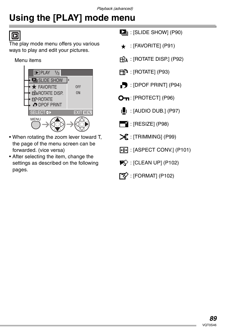 Using the [play] mode menu | Panasonic DMC-LX1GN User Manual | Page 89 / 128