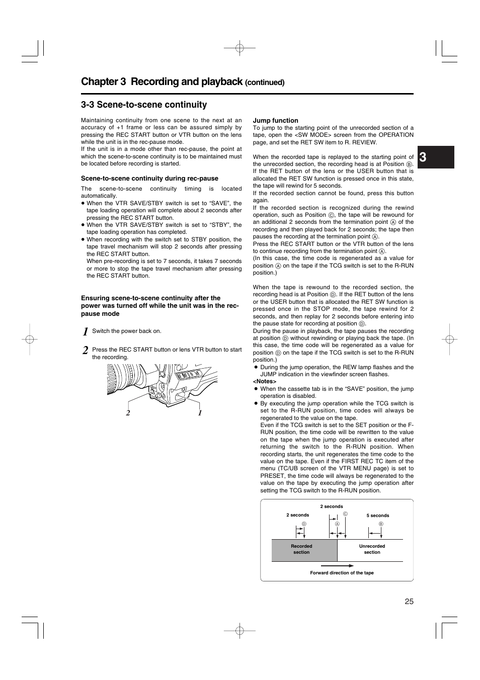 3 scene-to-scene continuity, Chapter 3 recording and playback | Panasonic AJ-HDX900E User Manual | Page 25 / 134