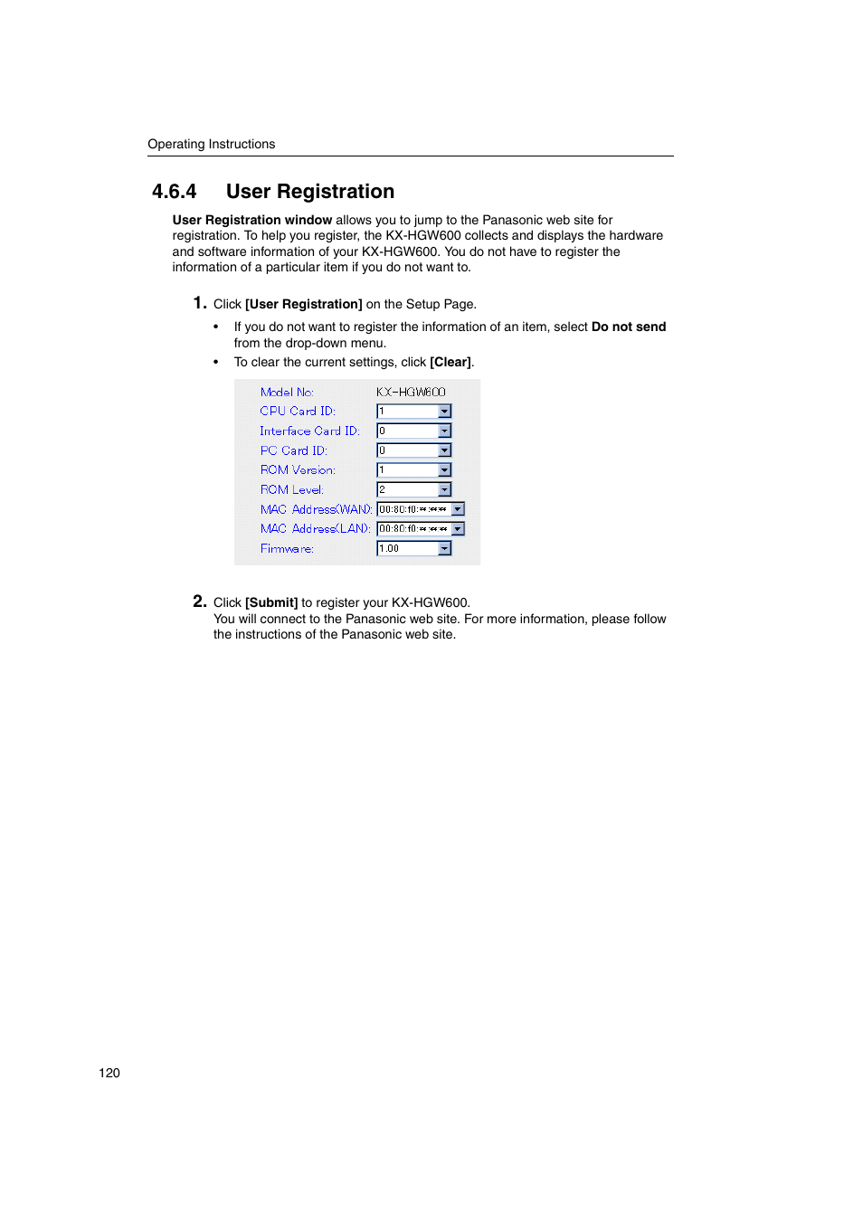 4 user registration | Panasonic KX-HGW600 User Manual | Page 120 / 152