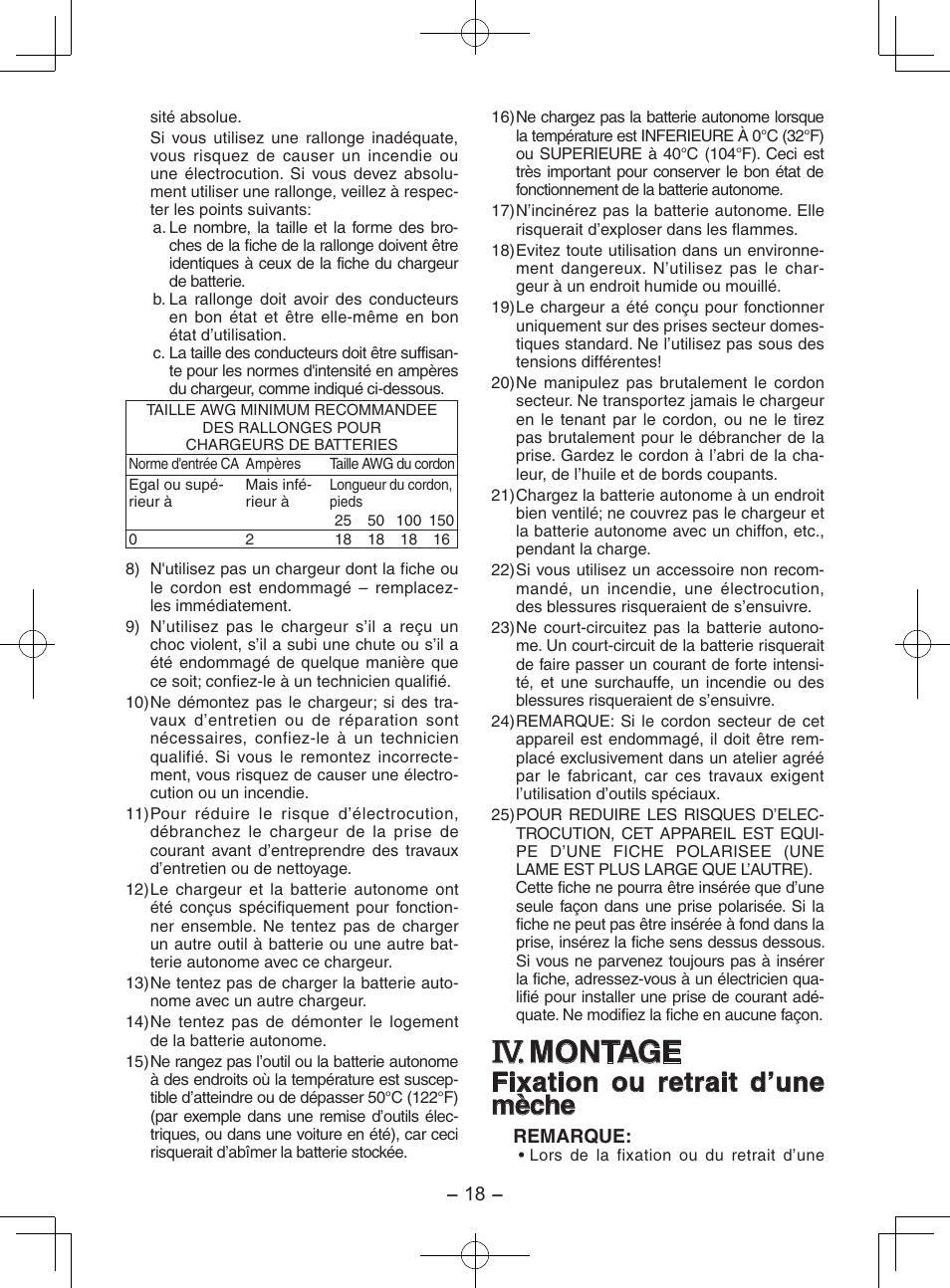 Montage, Fixation ou retrait d’une mèche | Panasonic EY7202 User Manual | Page 18 / 44