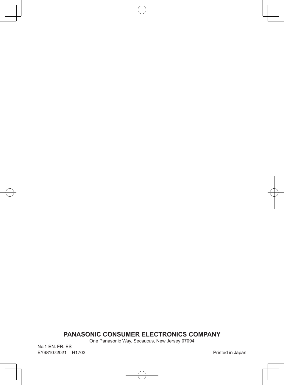 Panasonic consumer electronics company | Panasonic EY7202 User Manual | Page 44 / 44