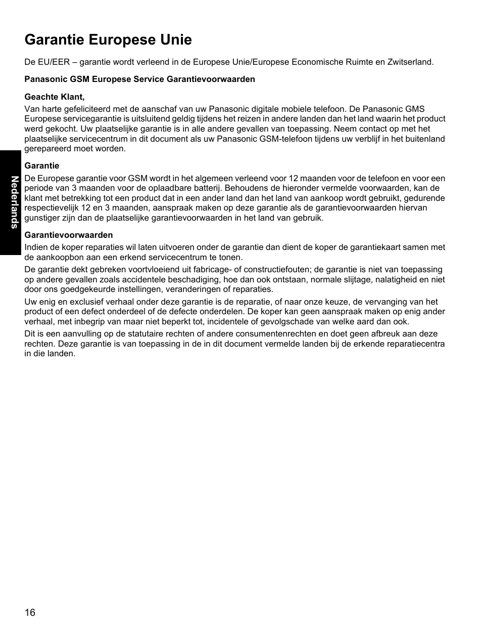 Garantie europese unie | Panasonic EB-X400 User Manual | Page 17 / 45