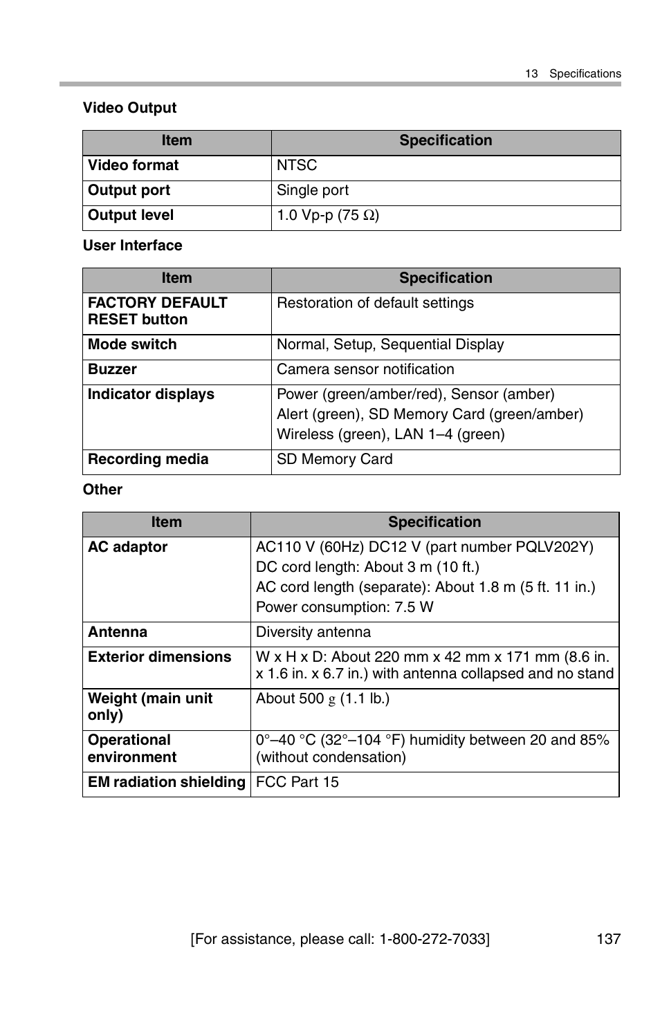 Panasonic BL-WV10A User Manual | Page 137 / 184