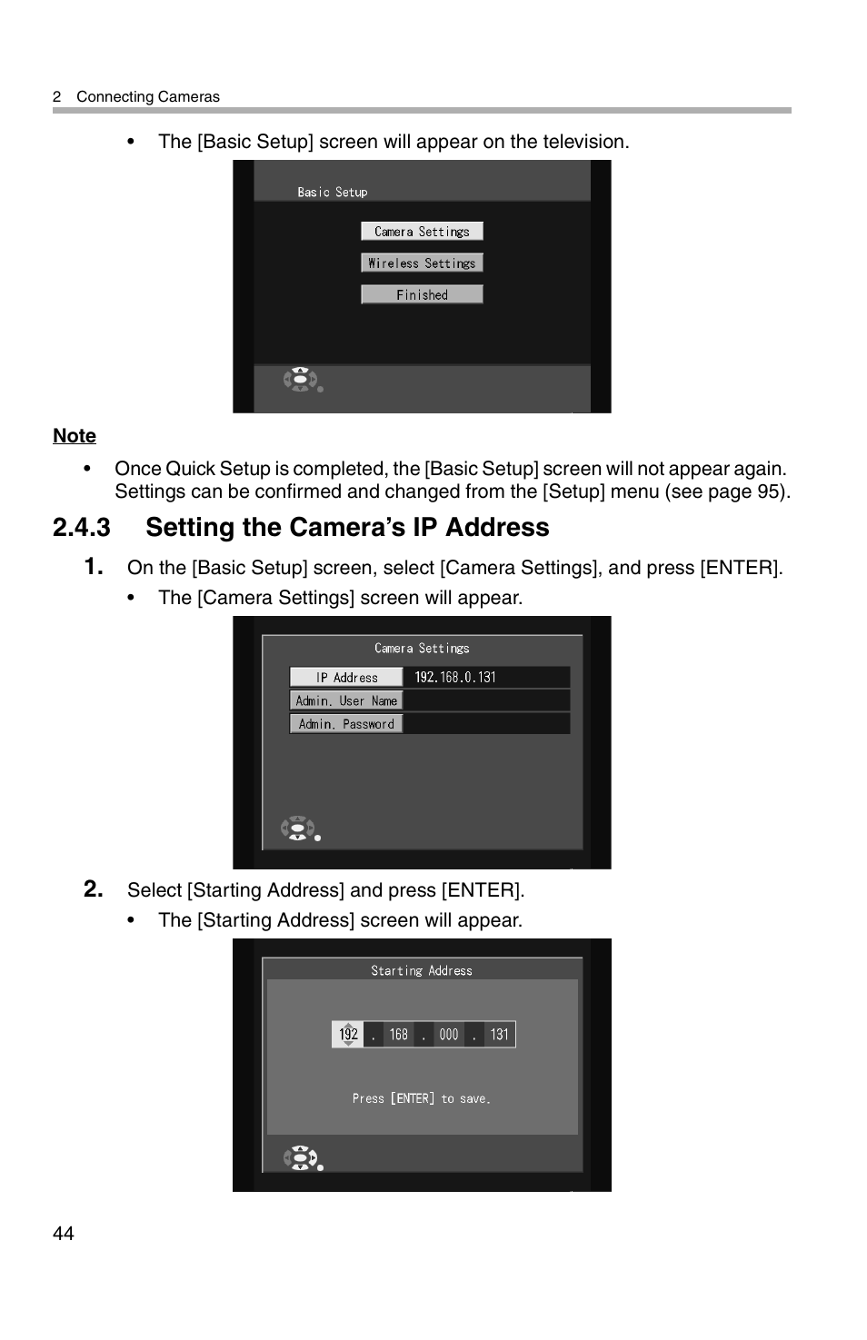 3 setting the camera’s ip address | Panasonic BL-WV10A User Manual | Page 44 / 184