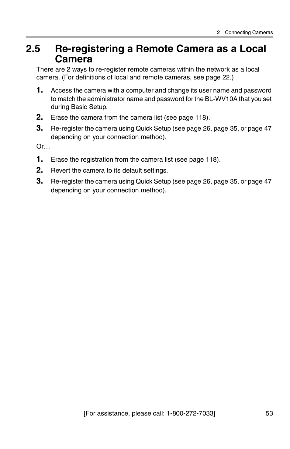 5 re-registering a remote camera as a local camera | Panasonic BL-WV10A User Manual | Page 53 / 184