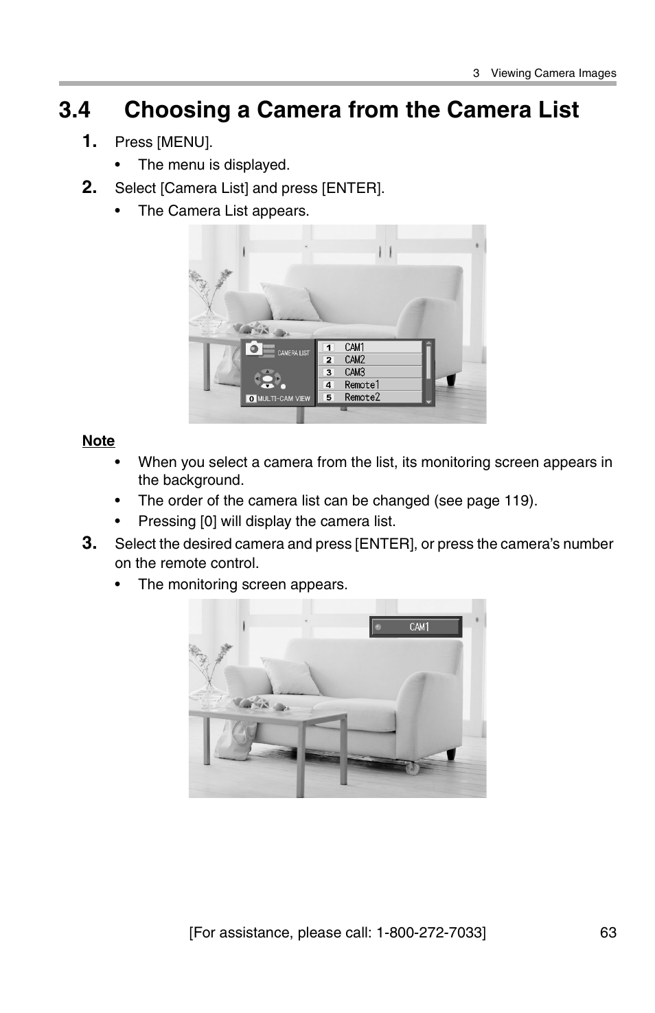 4 choosing a camera from the camera list | Panasonic BL-WV10A User Manual | Page 63 / 184