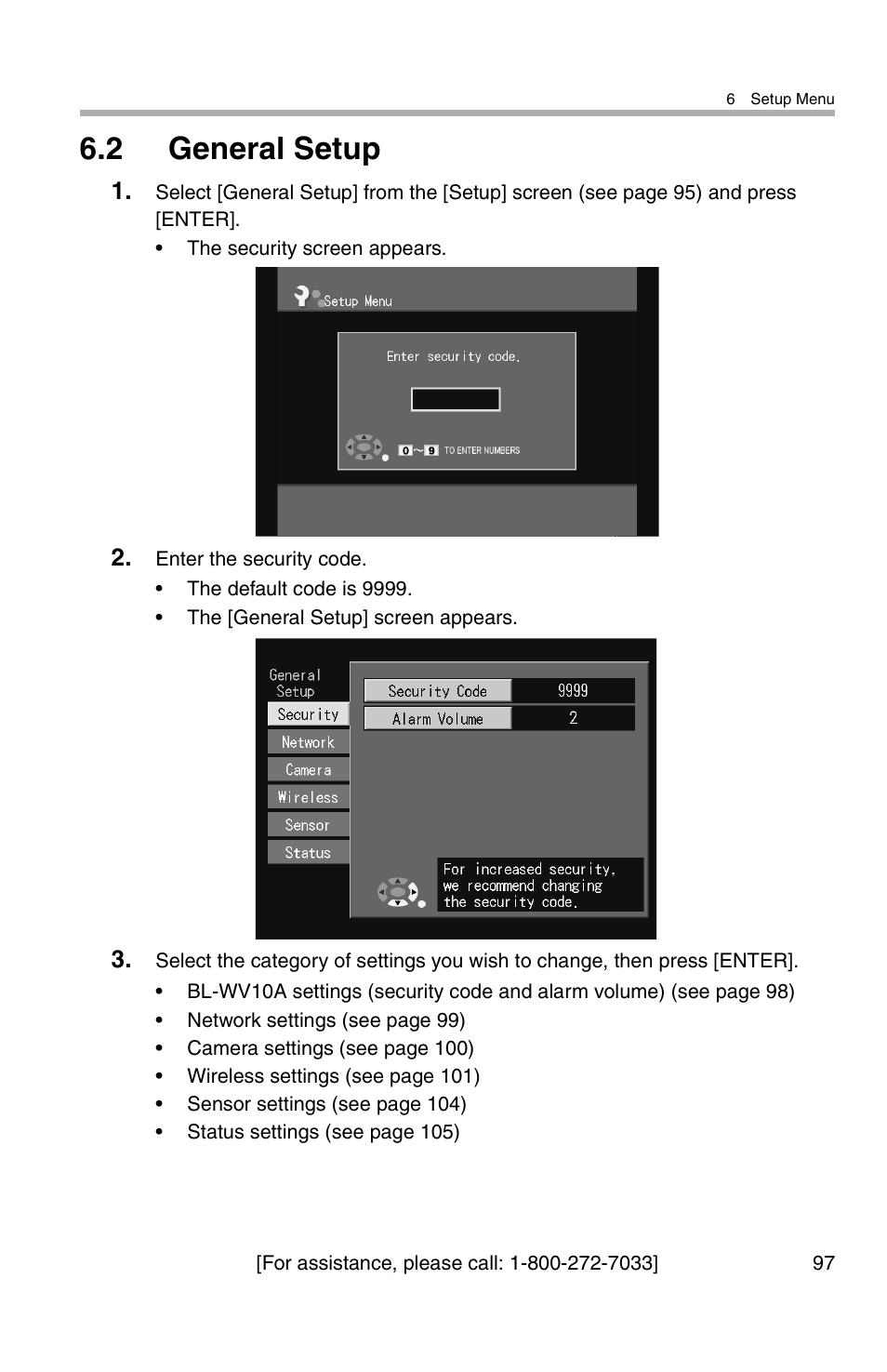 2 general setup | Panasonic BL-WV10A User Manual | Page 97 / 184