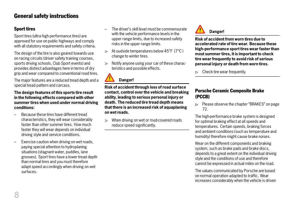 General safety instructions | Porsche 911 Carrera User Manual | Page 10 / 355