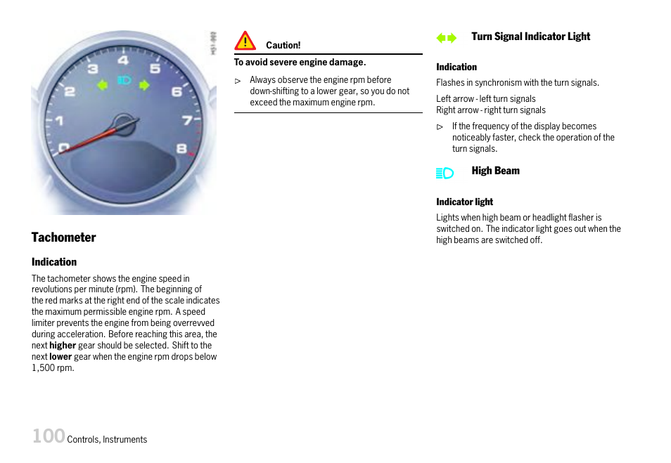 Tachometer | Porsche 911 Carrera User Manual | Page 102 / 355