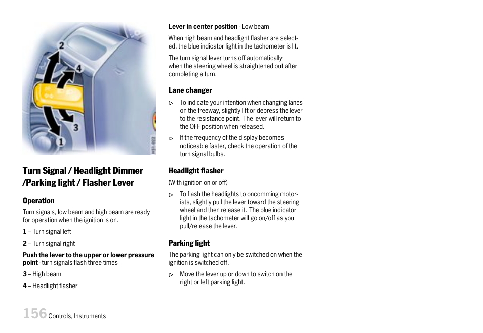 Turn signal / headligh | Porsche 911 Carrera User Manual | Page 158 / 355