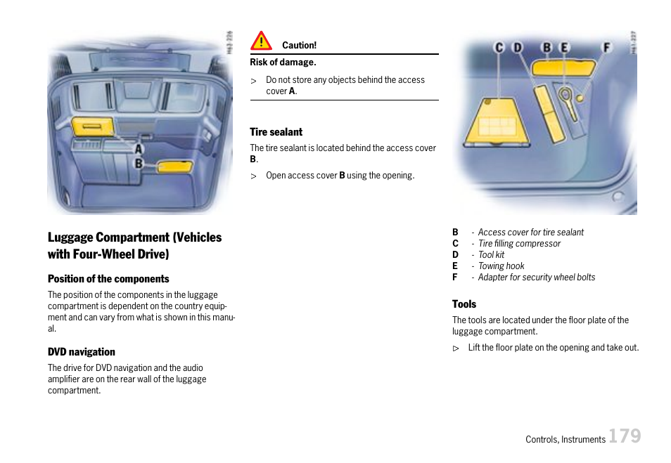 Luggage compartmen | Porsche 911 Carrera User Manual | Page 181 / 355