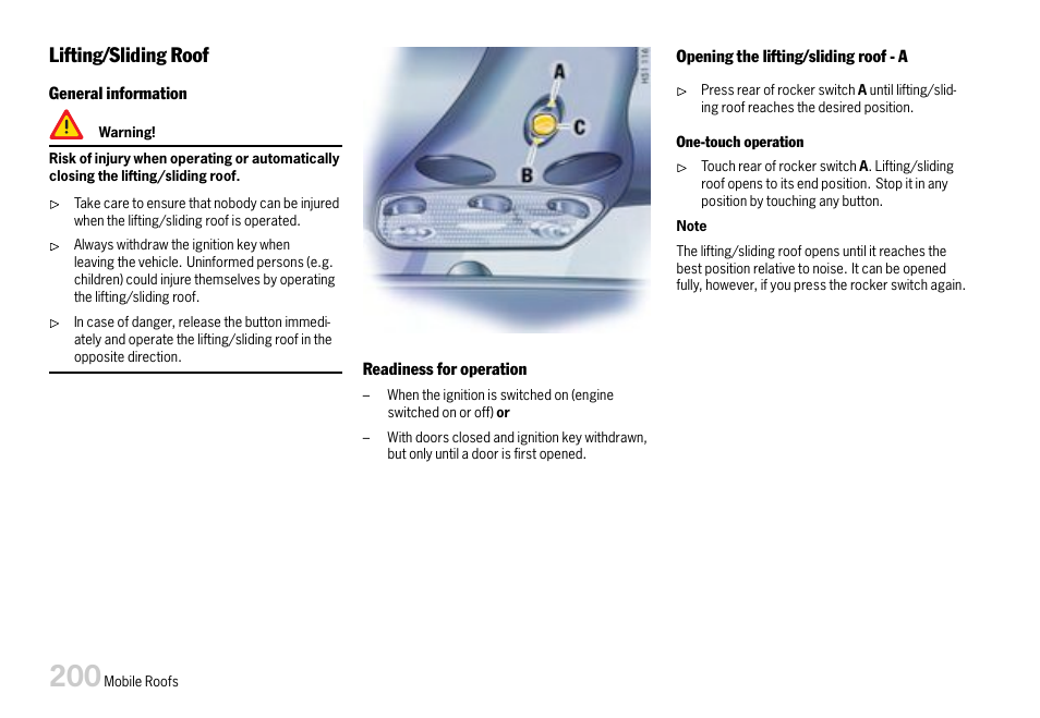 Lifting/sliding roof | Porsche 911 Carrera User Manual | Page 202 / 355