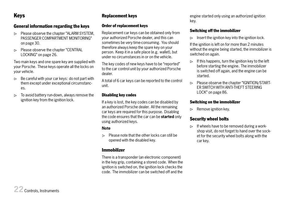 Keys | Porsche 911 Carrera User Manual | Page 24 / 355