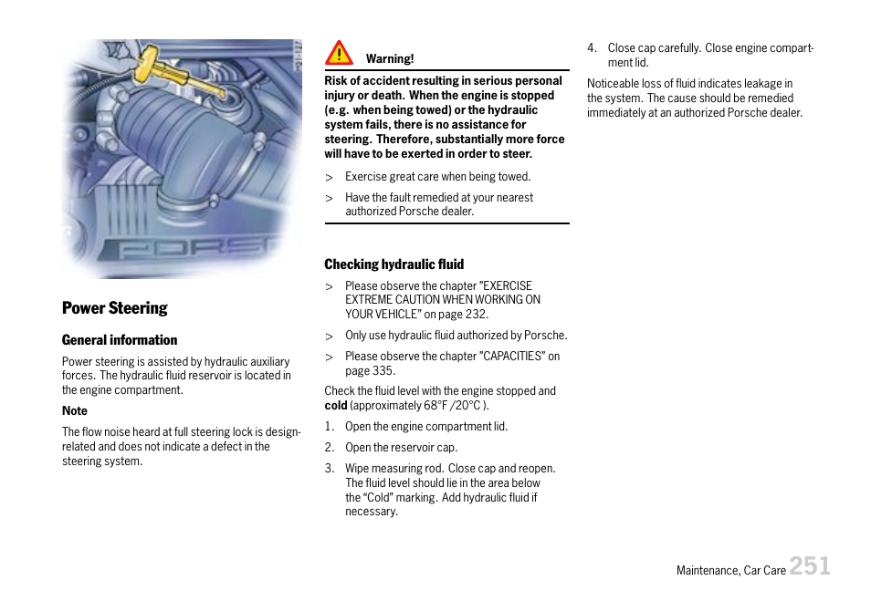 Power steering | Porsche 911 Carrera User Manual | Page 253 / 355
