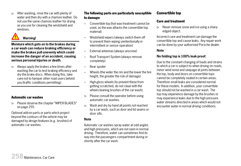 Porsche 911 Carrera User Manual | Page 260 / 355