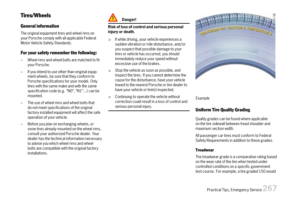 Tires/wheels | Porsche 911 Carrera User Manual | Page 269 / 355