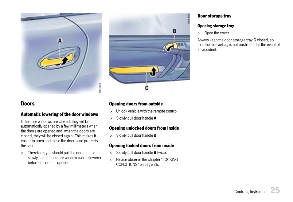 Doors | Porsche 911 Carrera User Manual | Page 27 / 355