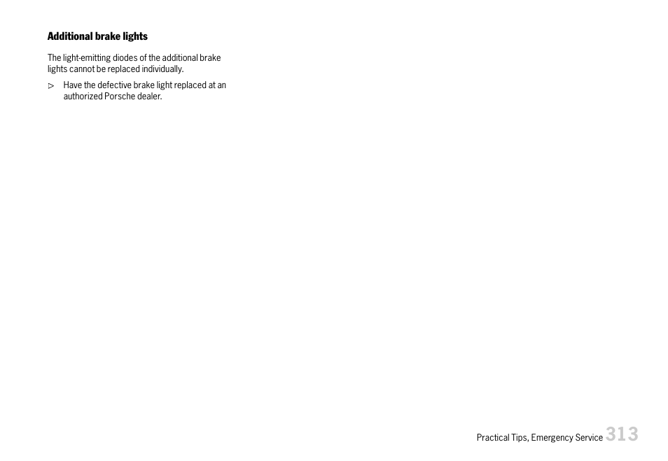 Additional brake lights | Porsche 911 Carrera User Manual | Page 315 / 355