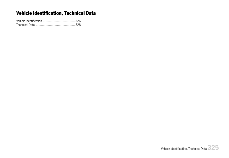 Vehicle identication, technical data | Porsche 911 Carrera User Manual | Page 327 / 355