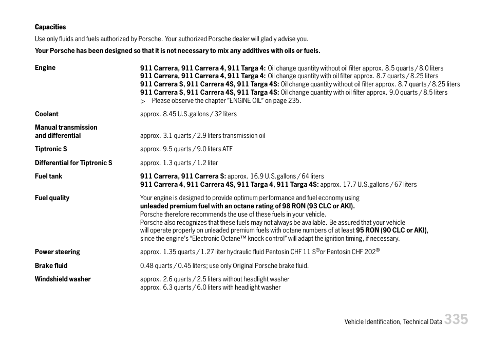 Please observe the chapter ”capacities” on, If the level g | Porsche 911 Carrera User Manual | Page 337 / 355