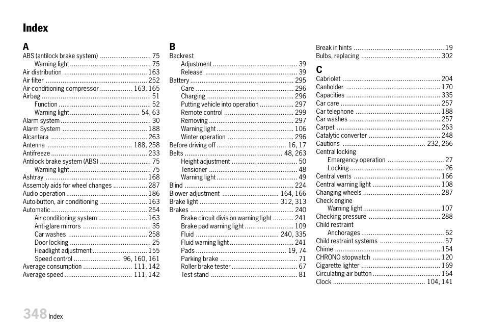 Index | Porsche 911 Carrera User Manual | Page 350 / 355