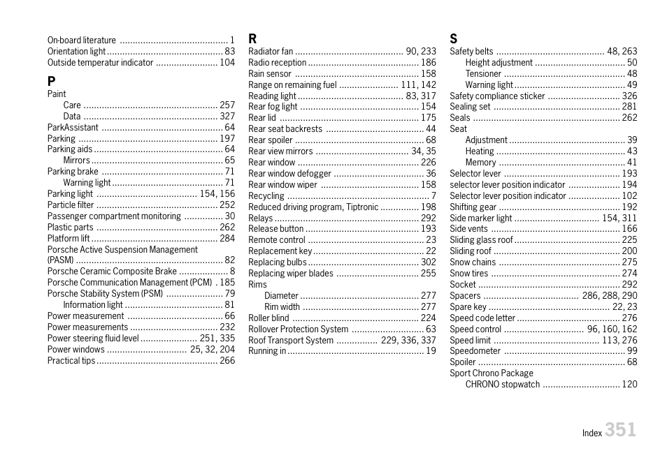 Porsche 911 Carrera User Manual | Page 353 / 355