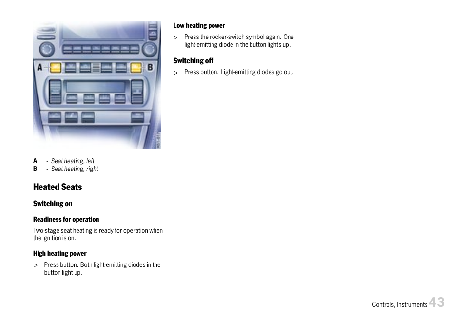 Heated seats | Porsche 911 Carrera User Manual | Page 45 / 355