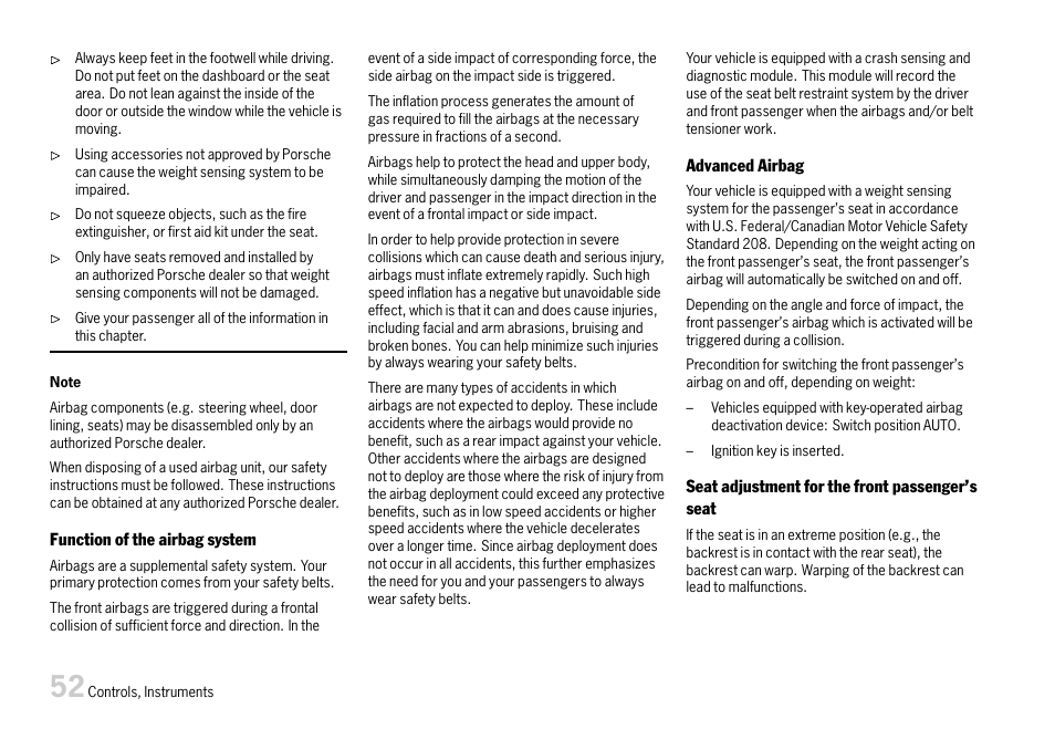 Porsche 911 Carrera User Manual | Page 54 / 355