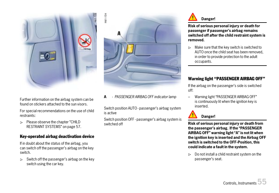 Please observe the chapter ”key-operated | Porsche 911 Carrera User Manual | Page 57 / 355