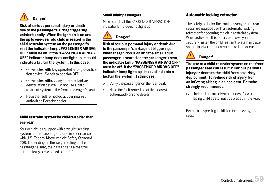 Please observe the chapter ”small adult | Porsche 911 Carrera User Manual | Page 61 / 355