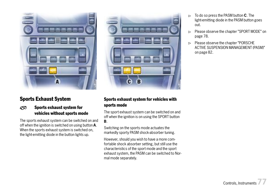 Sports exhaust system | Porsche 911 Carrera User Manual | Page 79 / 355