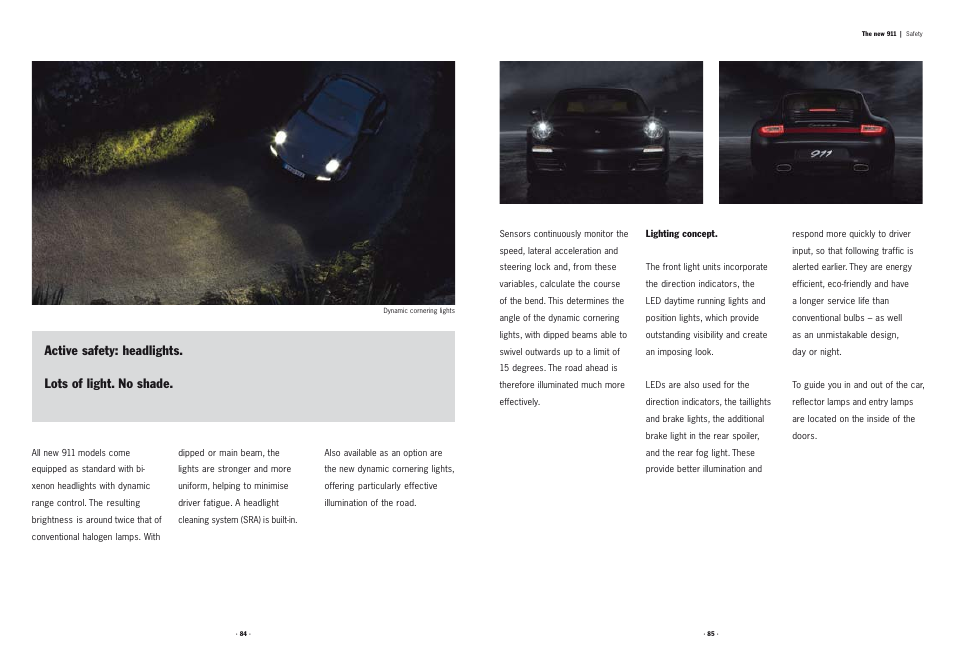 Active safety: headlights. lots of light. no shade | Porsche 911 User Manual | Page 41 / 87