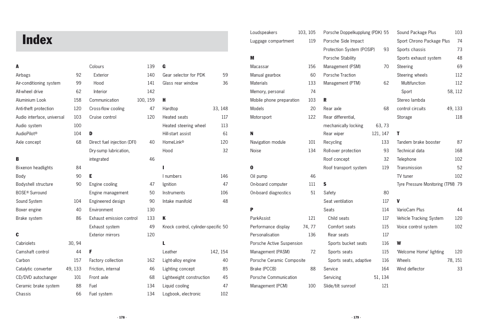 Index | Porsche 911 User Manual | Page 85 / 87