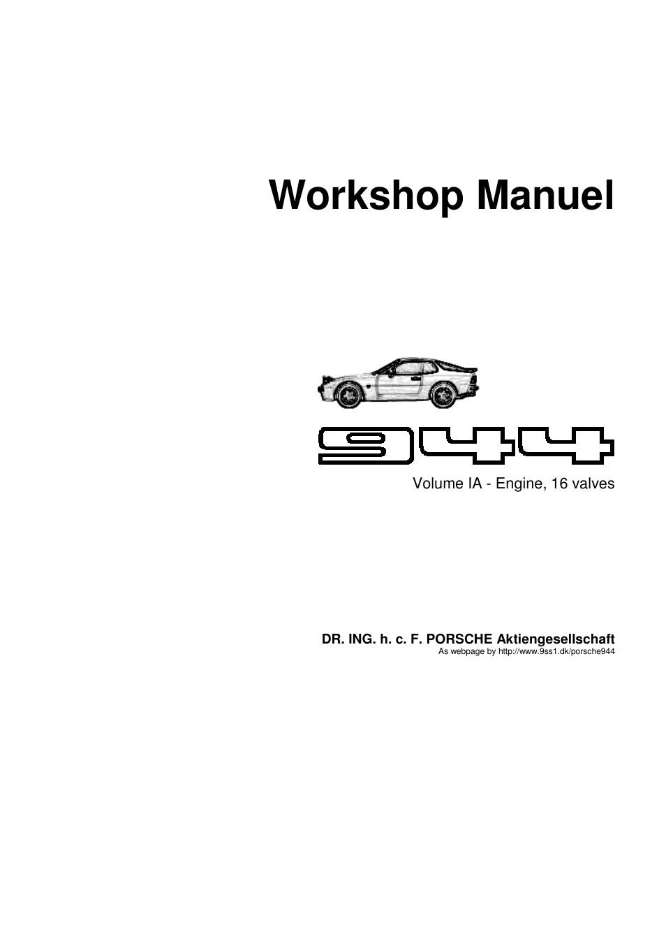 Porsche 944 User Manual | 167 pages