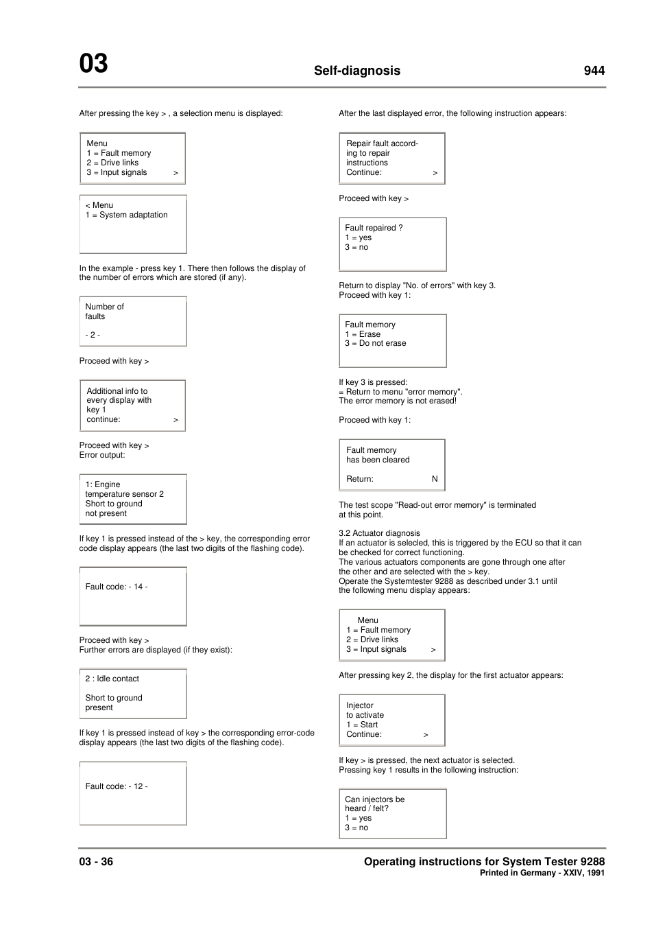 Self-diagnosis 944 | Porsche 944 User Manual | Page 48 / 167