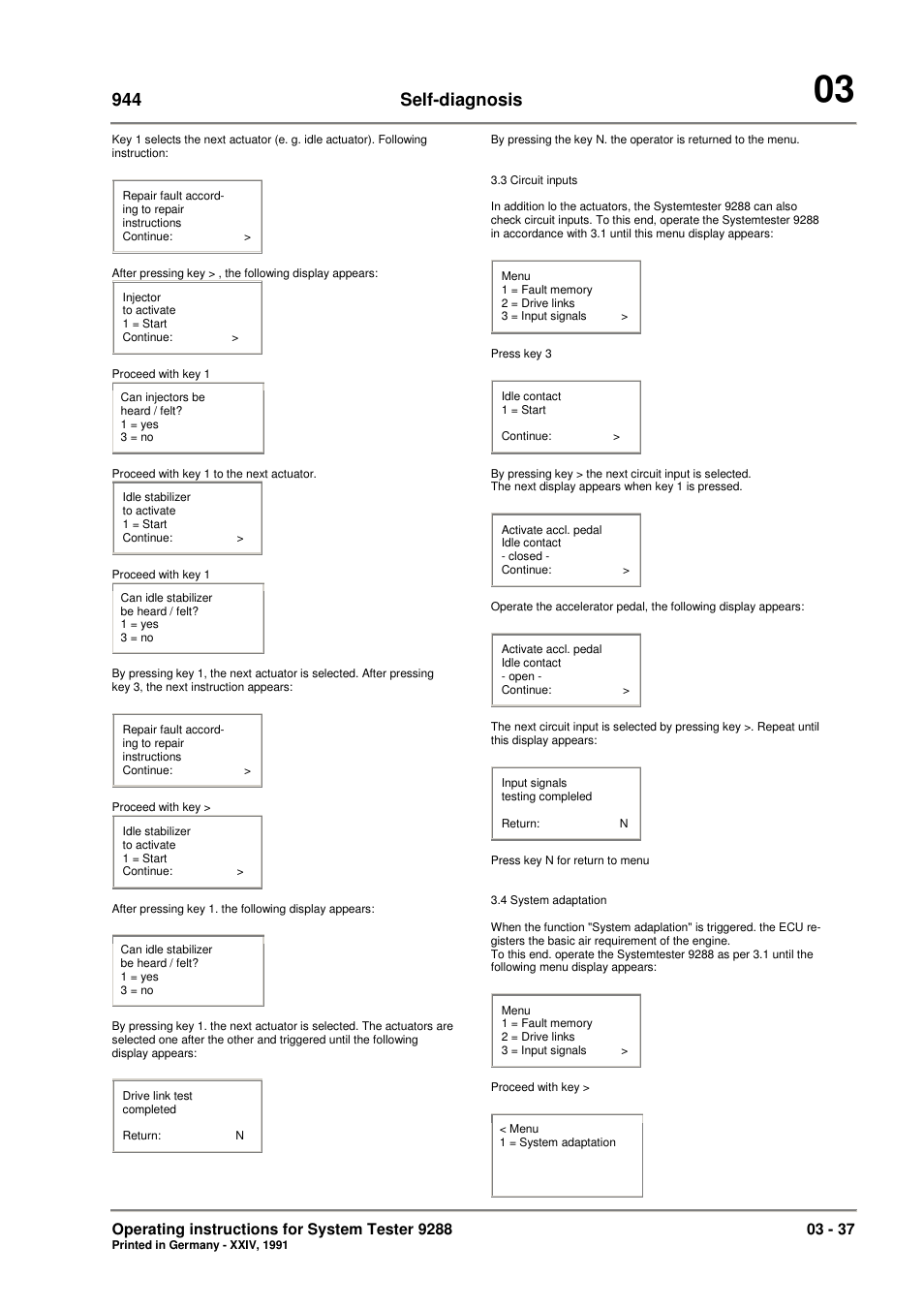 944 self-diagnosis | Porsche 944 User Manual | Page 49 / 167