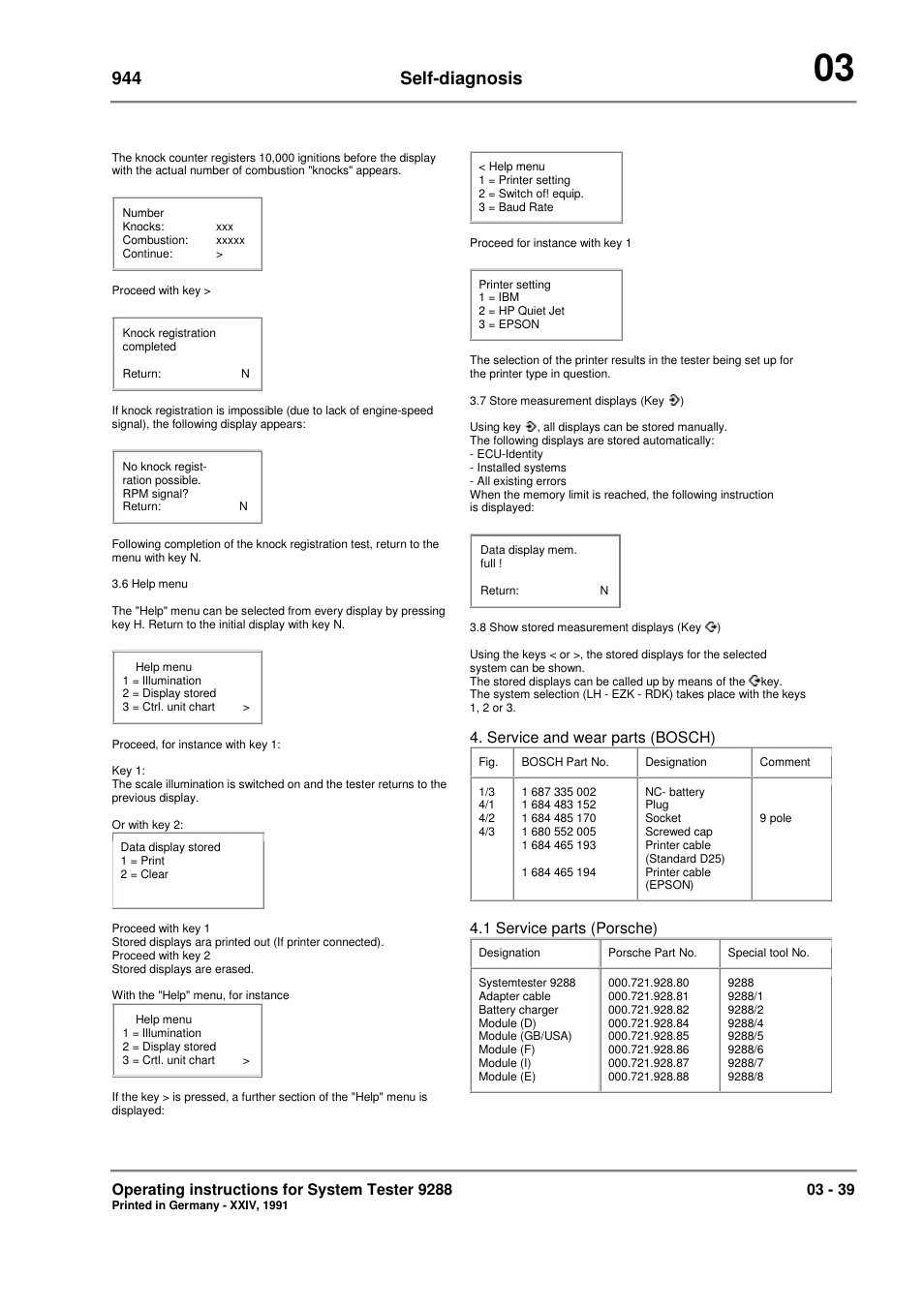 944 self-diagnosis | Porsche 944 User Manual | Page 51 / 167