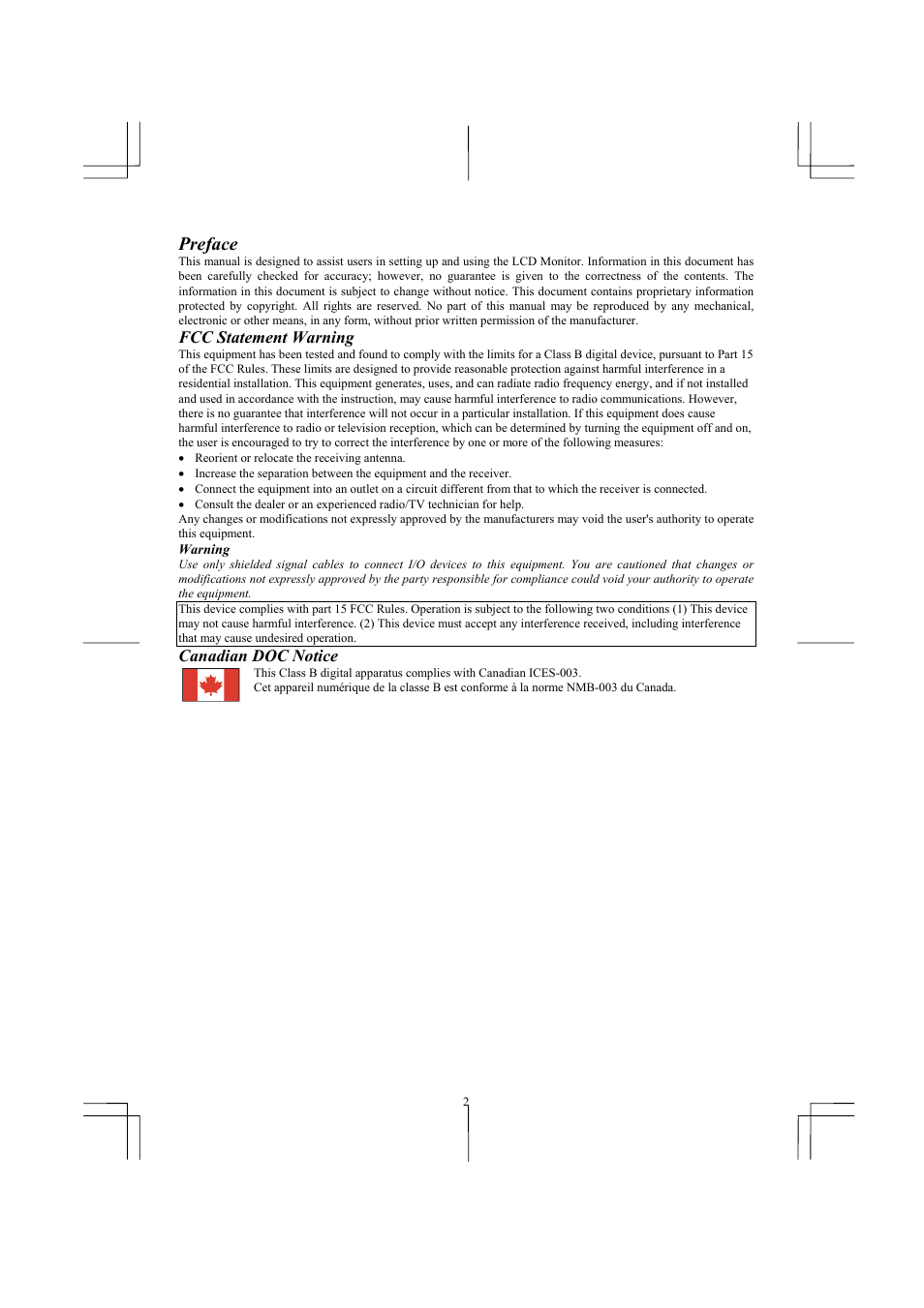 Preface | Planar PL1910M User Manual | Page 4 / 16