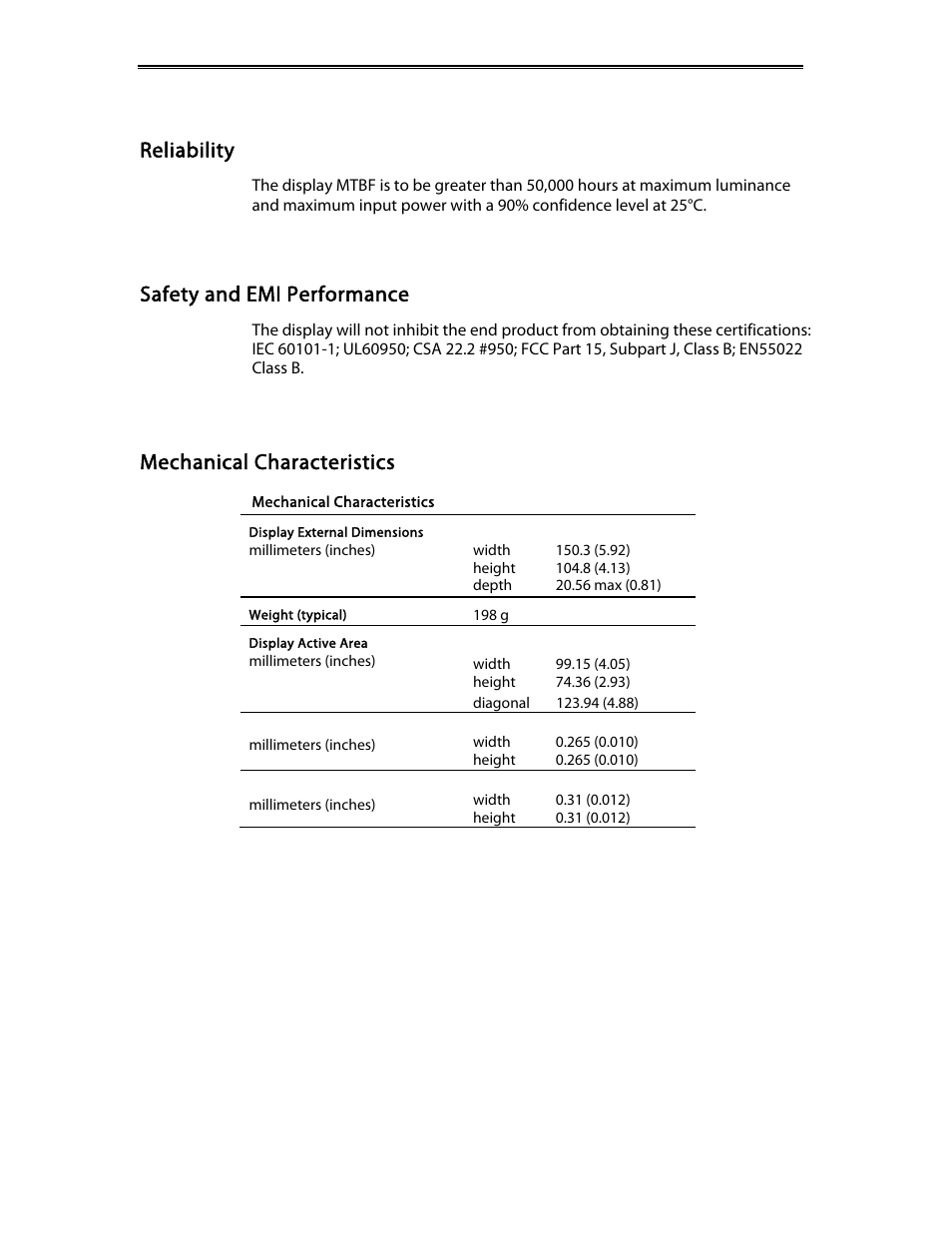 Reliability, Safety and emi performance, Mechanical characteristics | Planar EL320.240-FA3 User Manual | Page 22 / 25