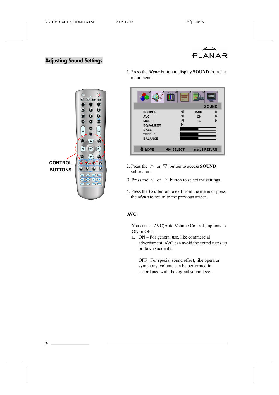 Planar XP37W User Manual | Page 21 / 70