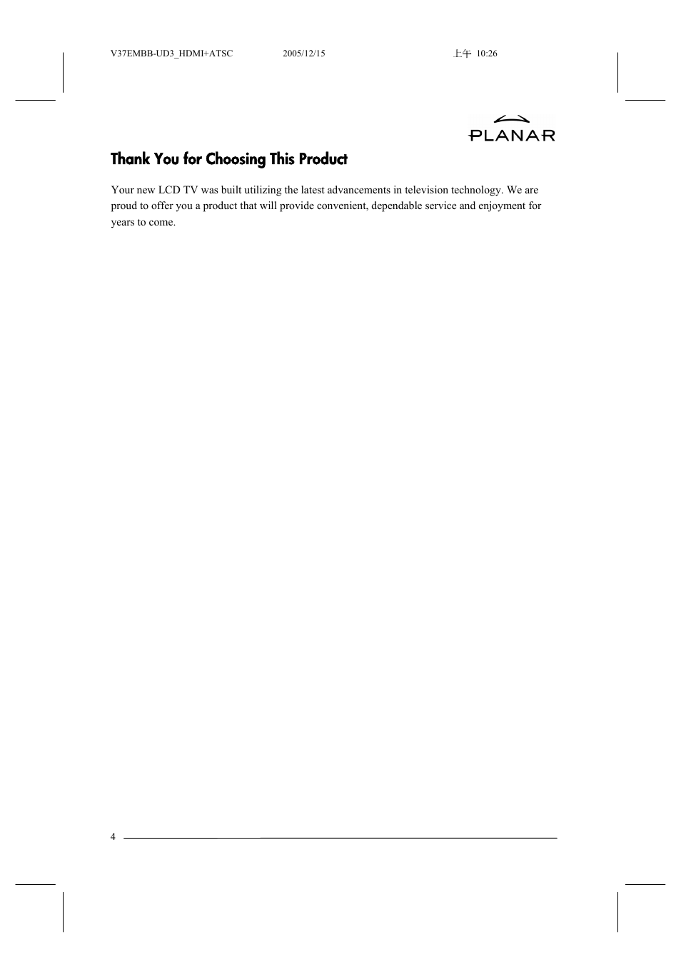 Planar XP37W User Manual | Page 5 / 70