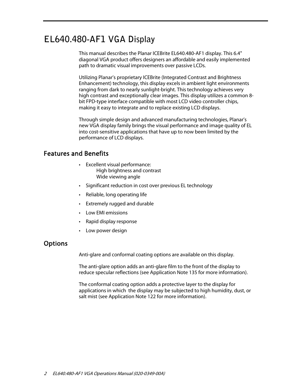 Planar EL640.480-AF1 User Manual | Page 4 / 17