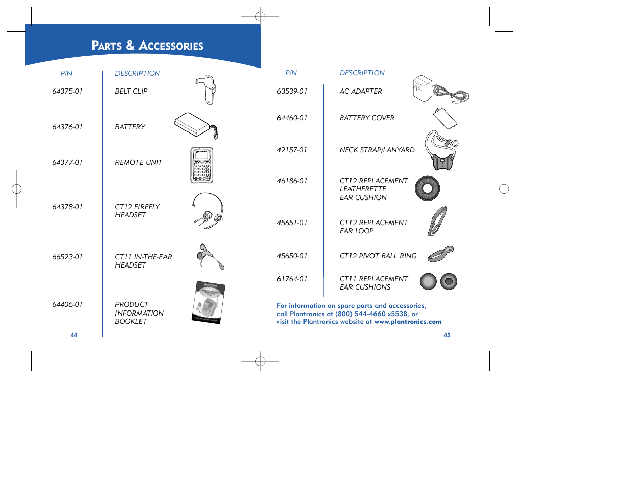 Arts, Ccessories | Plantronics CT11 User Manual | Page 23 / 25