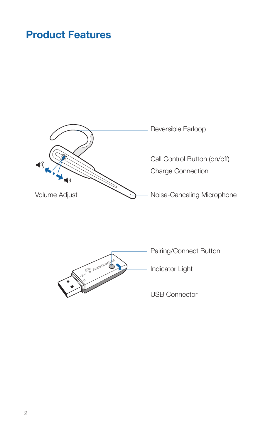 Product features | Plantronics CALISTO HEADSET WITH BLUETOOTH USB ADAPTER 56-K61A-15000 User Manual | Page 6 / 16