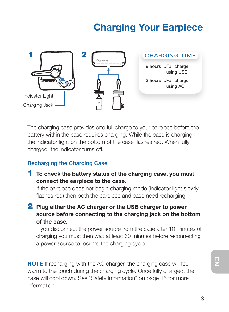 Charging your earpiece | Plantronics Discovery 925 User Manual | Page 7 / 24