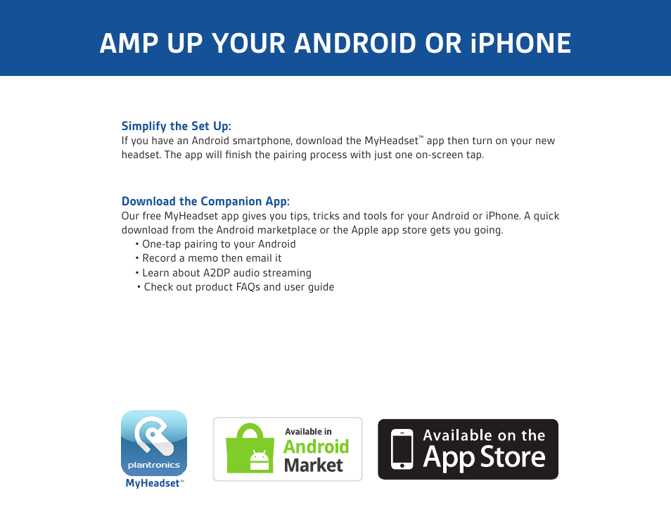 Amp up your android or iphone | Plantronics M155 User Manual | Page 3 / 8