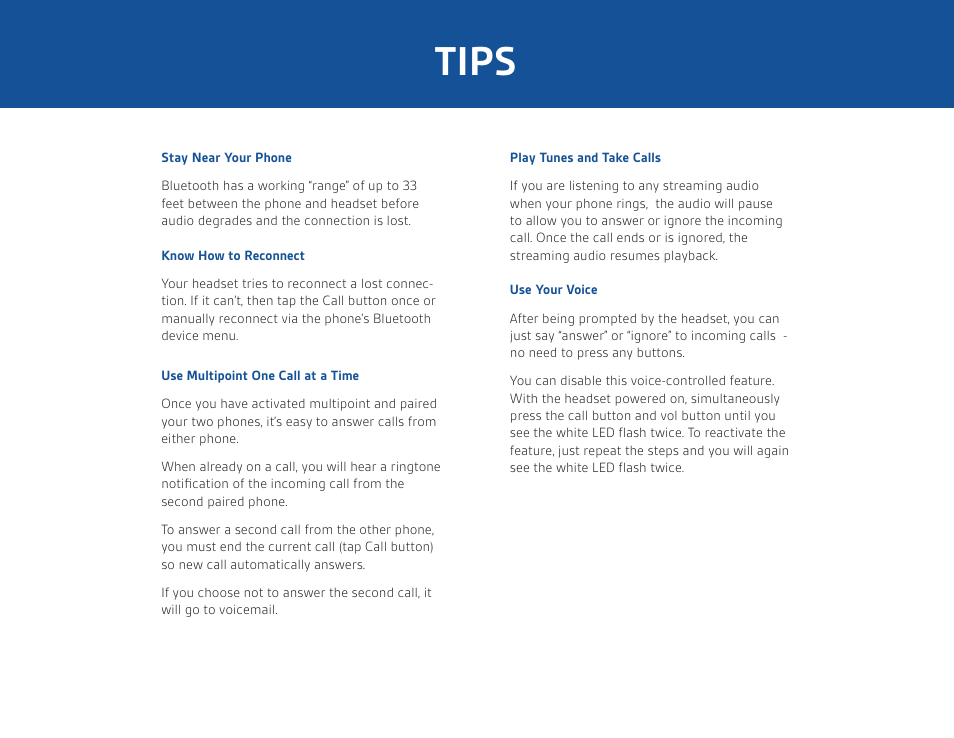 Tips | Plantronics M155 User Manual | Page 6 / 8
