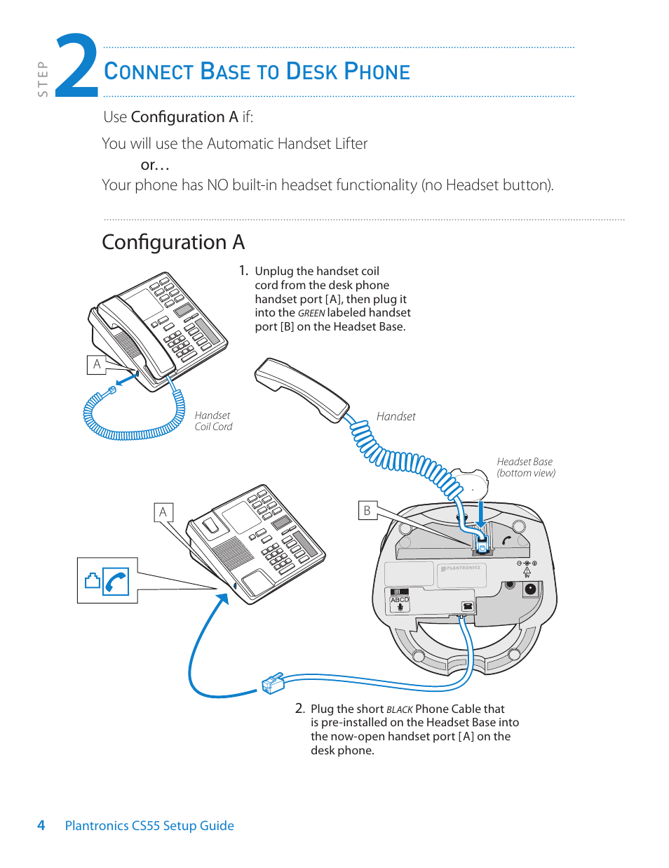 Confi guration a, Onnect, Hone | Plantronics CS55 Series User Manual | Page 4 / 16