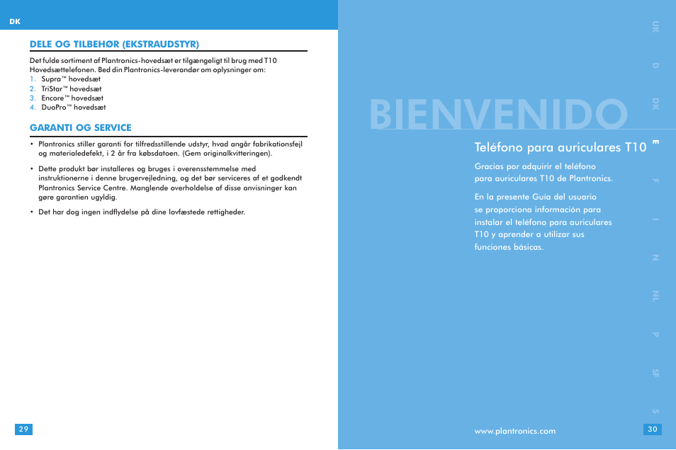 Bienvenido, Teléfono para auriculares t10 | Plantronics T10 User Manual | Page 15 / 47