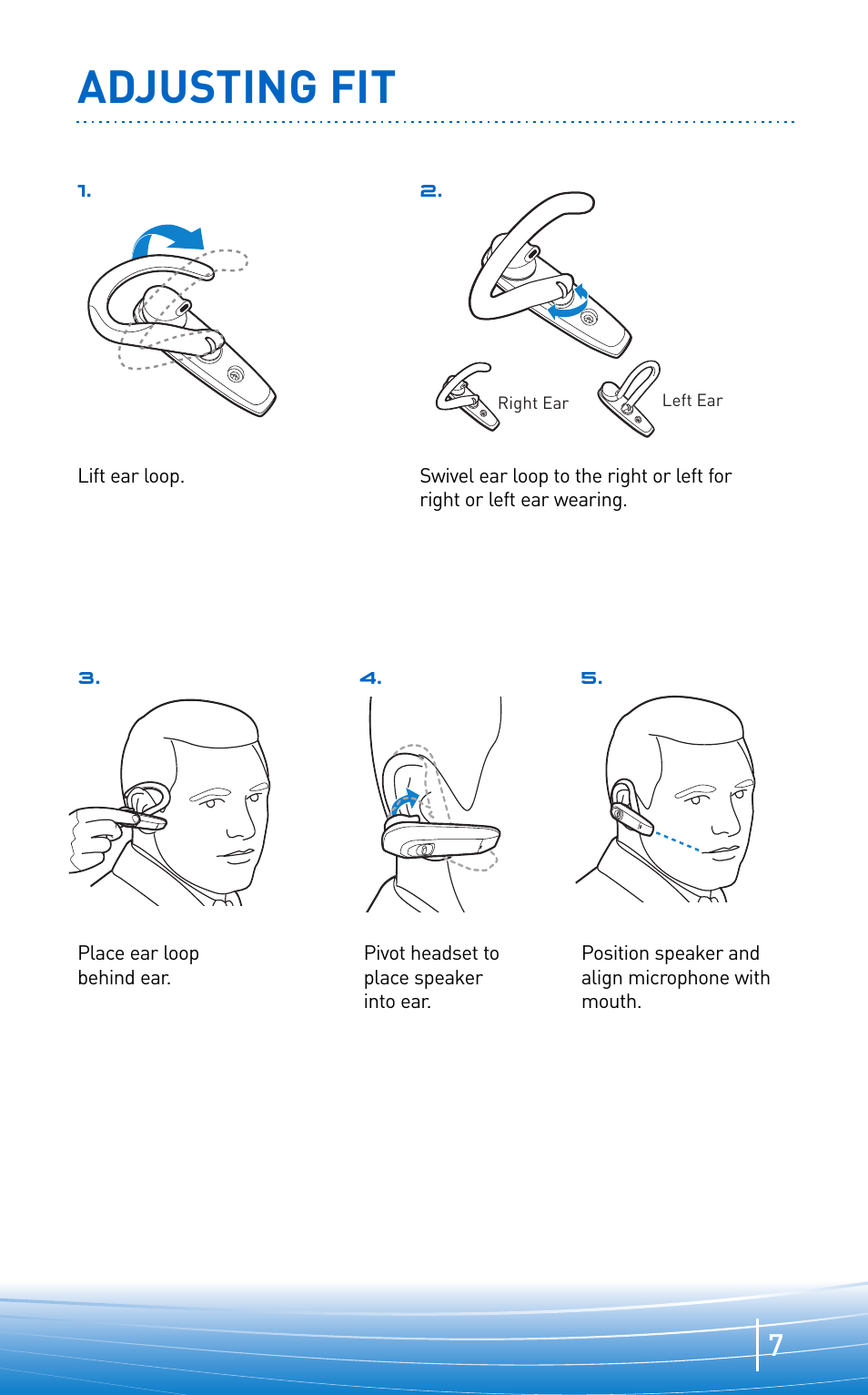 Adjusting fit | Plantronics EXPLORER 300 User Manual | Page 7 / 32